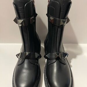 Valentino Garavani Black Studded Ankle Boots